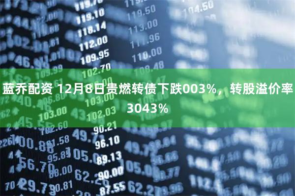 蓝乔配资 12月8日贵燃转债下跌003%，转股溢价率3043%